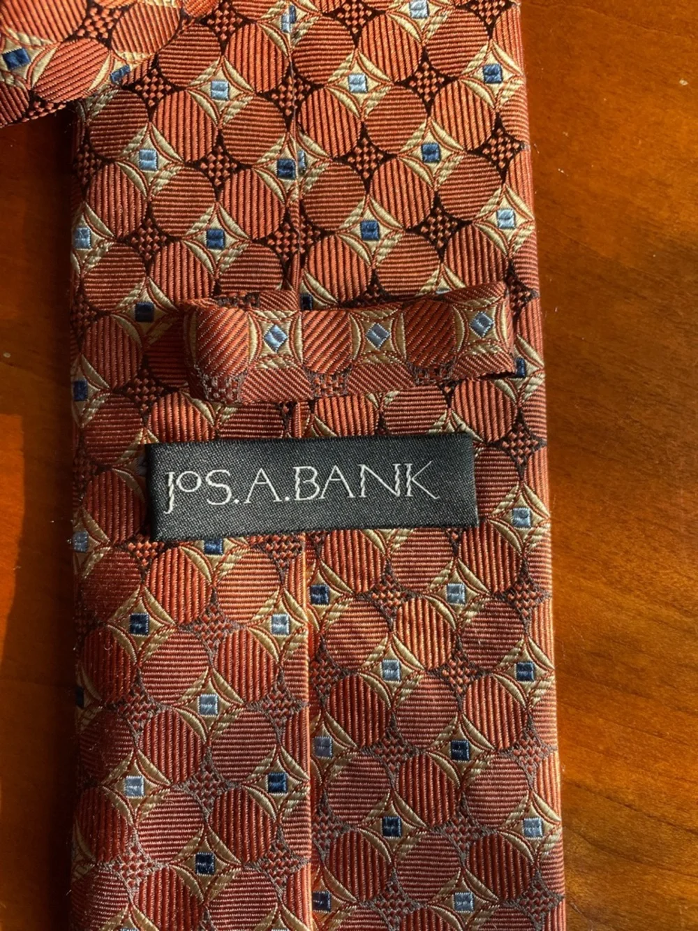 Jos. A.Bank 100% Silk Tie Orange Navy Gold